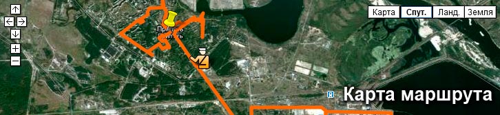 Примерная карта маршрута экскурсий Чернобыль-ТУР